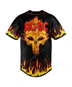 Skull with fire acdc rock band all over print baseball jersey 3