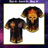 Skull with fire motley crue rock band all over print baseball jersey