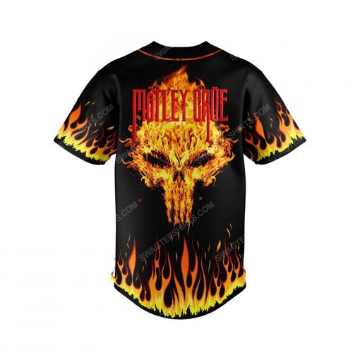 Skull with fire motley crue rock band all over print baseball jersey 2