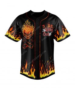 Skull with fire motley crue rock band all over print baseball jersey 3