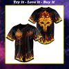 Skull with fire slayer rock band all over print baseball jersey