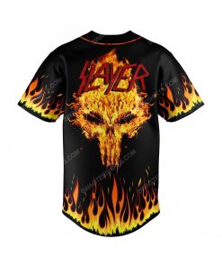 Skull with fire slayer rock band all over print baseball jersey 2