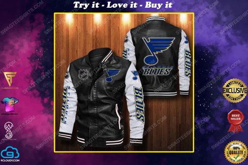 St louis blues all over print leather bomber jacket
