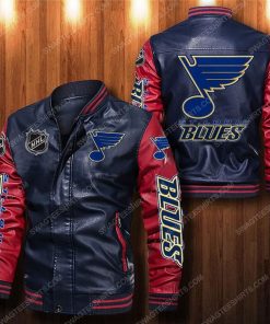 St louis blues all over print leather bomber jacket - red
