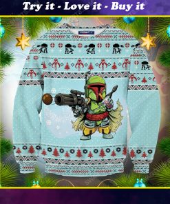 Star wars boba fett and boba tea full print ugly christmas sweater