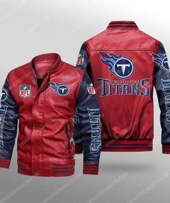 Tennessee titans all over print leather bomber jacket - black