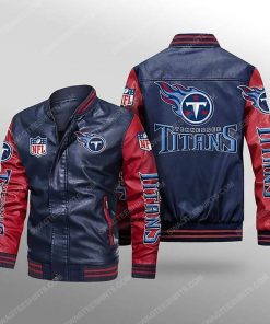 Tennessee titans all over print leather bomber jacket - red