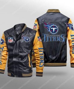 Tennessee titans all over print leather bomber jacket - yellow
