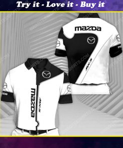 The mazda mx 5 sports car racing all over print polo shirt