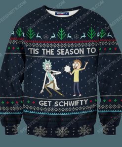 Tis the season to get schwifty rick and morty full print ugly christmas sweater 3