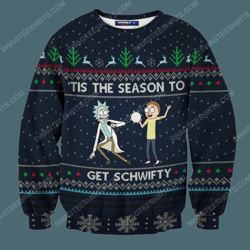 Tis the season to get schwifty rick and morty full print ugly christmas sweater 3