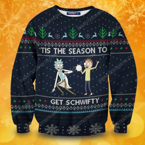 Tis the season to get schwifty rick and morty full print ugly christmas sweater 5