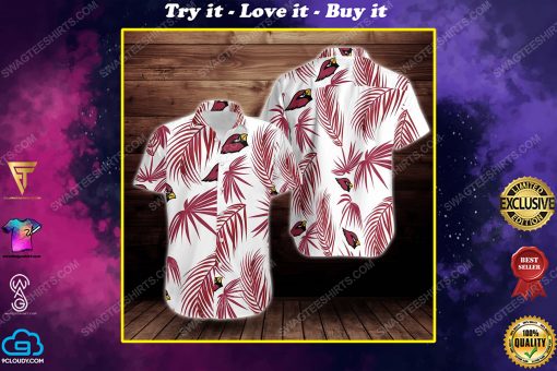 Tropical arizona cardinals short sleeve hawaiian shirt