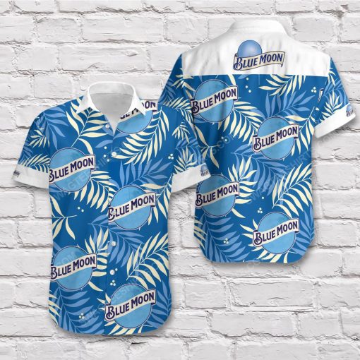 Tropical blue moon beer blue short sleeve hawaiian shirt 2