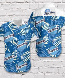 Tropical blue moon beer blue short sleeve hawaiian shirt 3