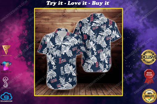 Tropical boston red sox short sleeve hawaiian shirt