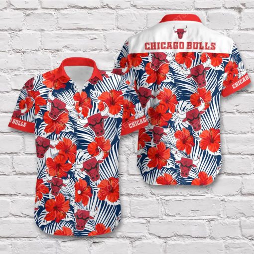 Tropical chicago bulls short sleeve hawaiian shirt 2