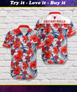 Tropical chicago bulls short sleeve hawaiian shirt