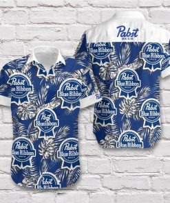 Tropical pabst blue ribbon beer short sleeve hawaiian shirt 3