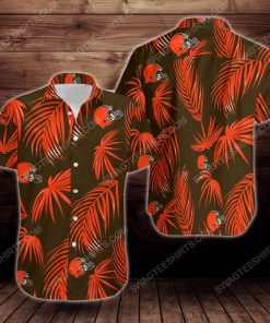 Tropical summer cleveland browns short sleeve hawaiian shirt 2