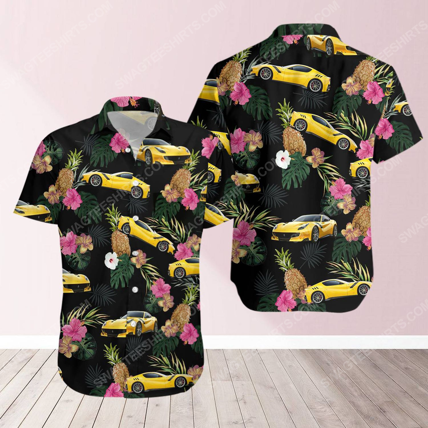 Tropical summer ferrari car short sleeve hawaiian shirt 2 - Copy