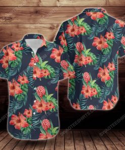 Tropical summer hibiscus flower short sleeve hawaiian shirt 2
