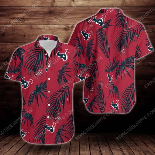 Tropical summer houston texans short sleeve hawaiian shirt 2