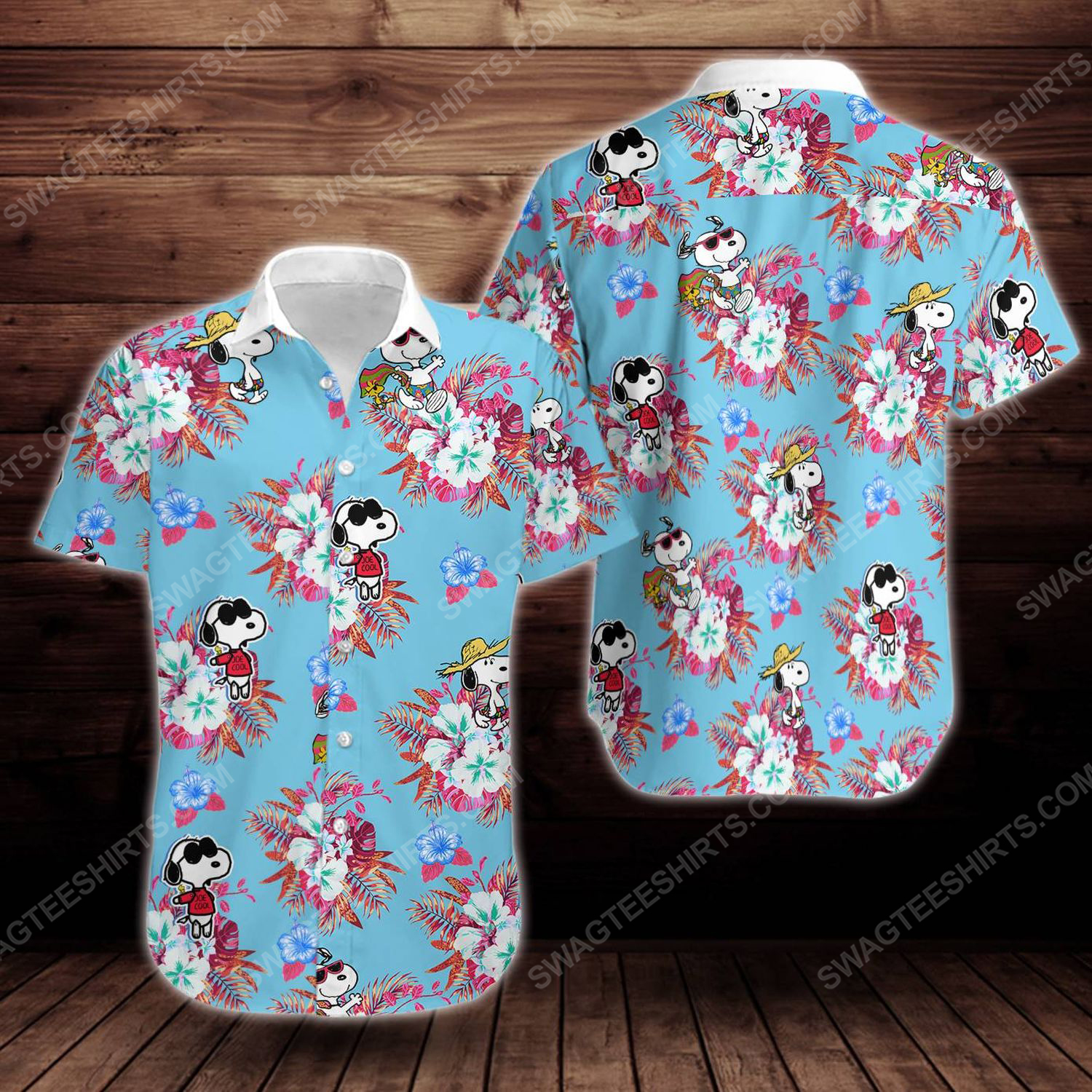 Tropical summer snoopy short sleeve hawaiian shirt 2 - Copy