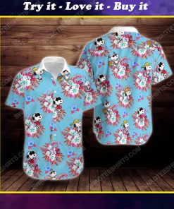 Tropical summer snoopy short sleeve hawaiian shirt