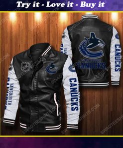 Vancouver canucks all over print leather bomber jacket