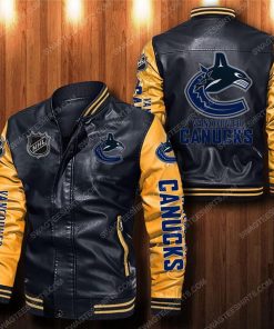 Vancouver canucks all over print leather bomber jacket - yellow
