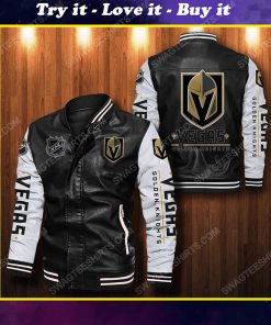 Vegas golden knights all over print leather bomber jacket