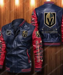 Vegas golden knights all over print leather bomber jacket - red
