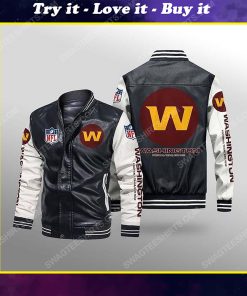 Washington football team all over print leather bomber jacket