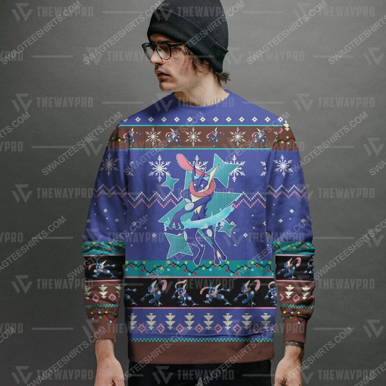 Anime pokemon greninja ugly christmas sweater