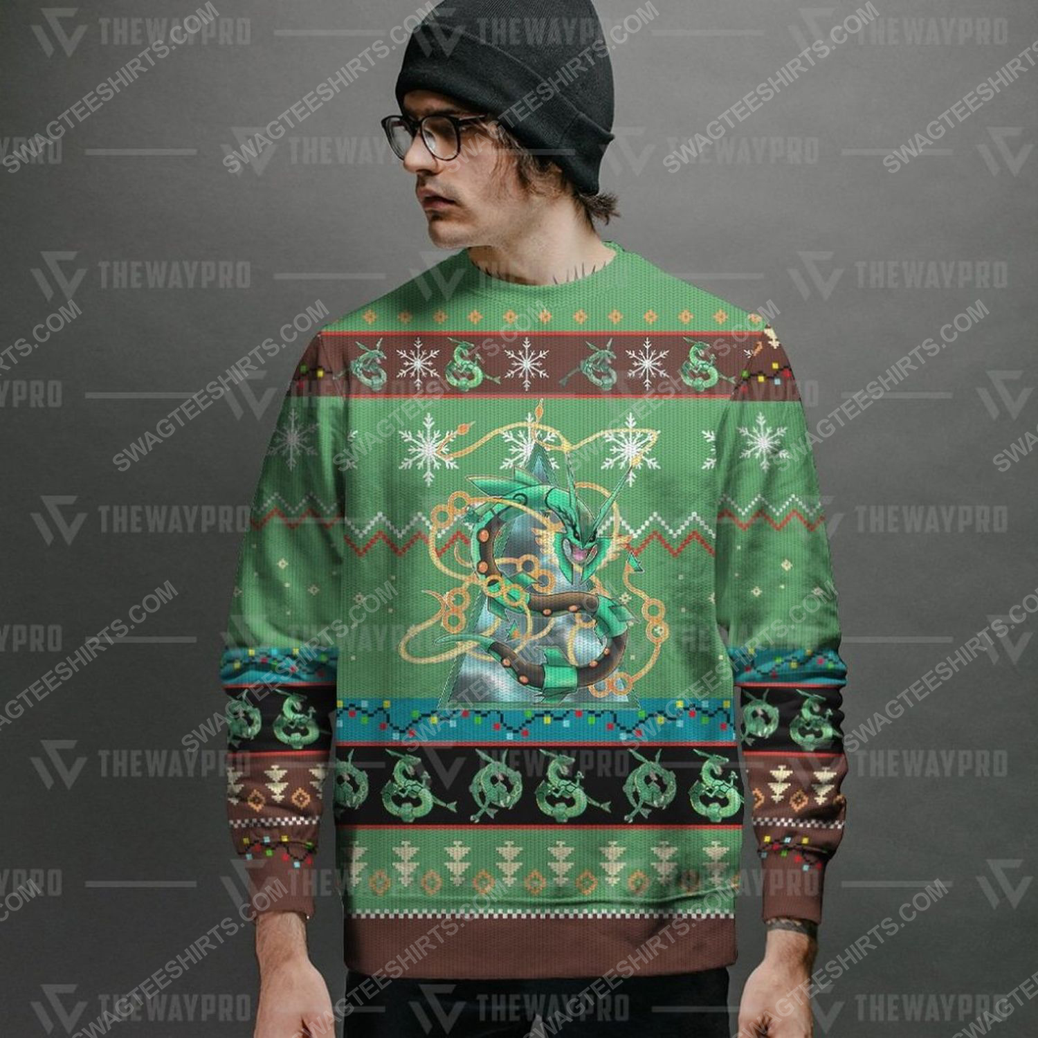 Anime pokemon rayquaza ugly christmas sweater