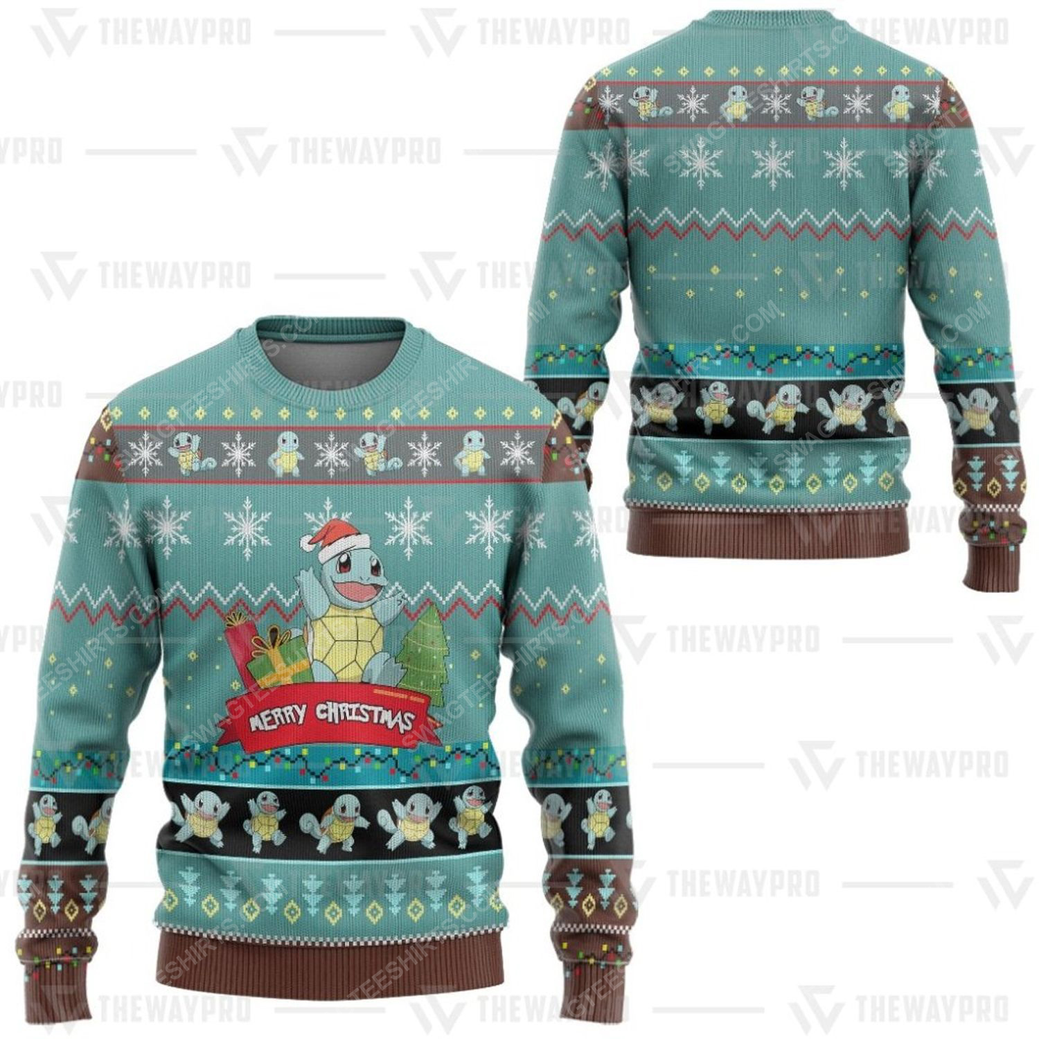Anime pokemon squirtle ugly christmas sweater