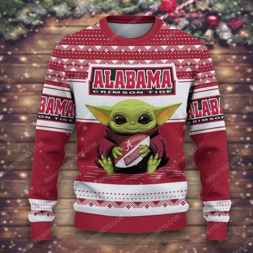 Baby yoda and alabama crimson tide ugly christmas sweater