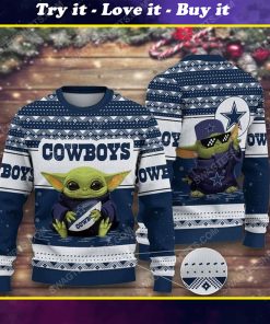 Baby yoda and dallas cowboys ugly christmas sweater