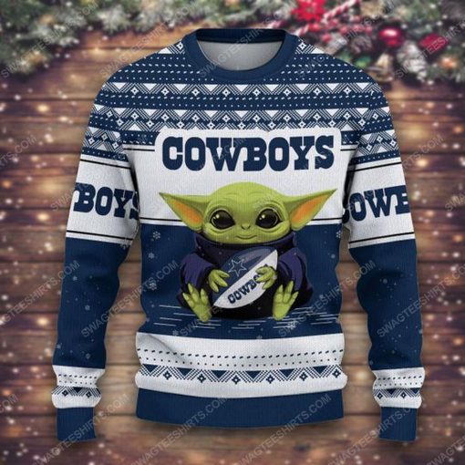 Baby yoda and dallas cowboys ugly christmas sweater