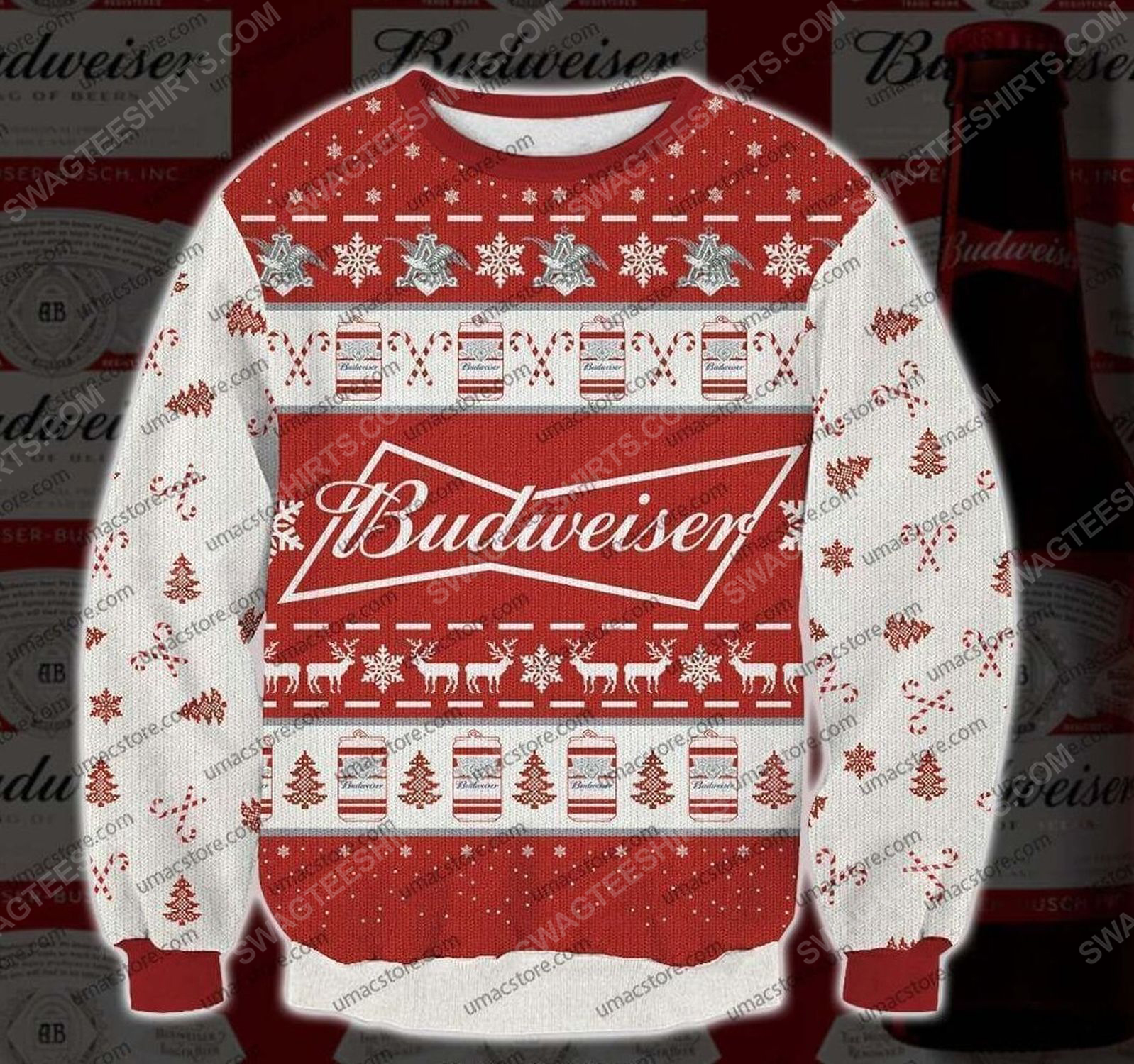Budweiser beer all over print ugly christmas sweater - Copy (2)