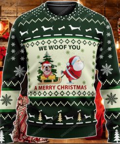 Bulldog we woof you a merry christmas ugly christmas sweater