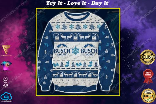 Busch light beer all over print ugly christmas sweater 1