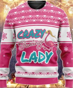 Crazy flamingo lady all over print ugly christmas sweater