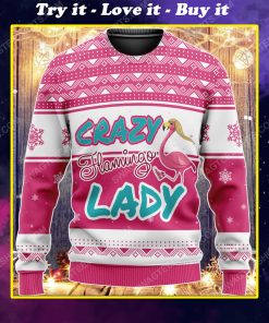 Crazy flamingo lady all over print ugly christmas sweater