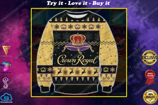 Crown royal black blended canadian whisky ugly christmas sweater 1