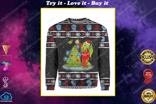 Cthulhu and christmas tree ugly christmas sweater