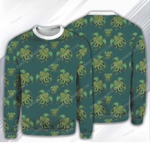 Cthulhu pattern ugly christmas sweater 1