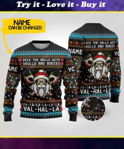 Custom deck the halls with skulls and bodies fa-la-la-la valhalla-la viking ugly christmas sweater