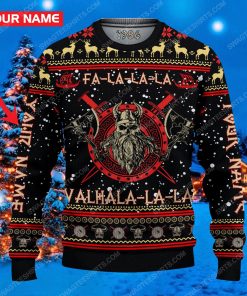 Custom fa-la-la-la valhalla-la viking ugly christmas sweater 1